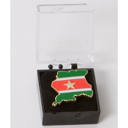 Pin with the flag and shape of Suriname