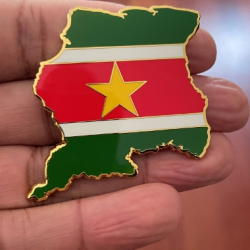 fridge magnet with flag and map of Suriname (50 mm x 50 mm)